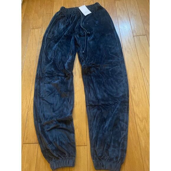 LE:APT Love You Jogger Pants Black Velour Cotton Modal Blend Elastic Waist - Picture 1 of 8